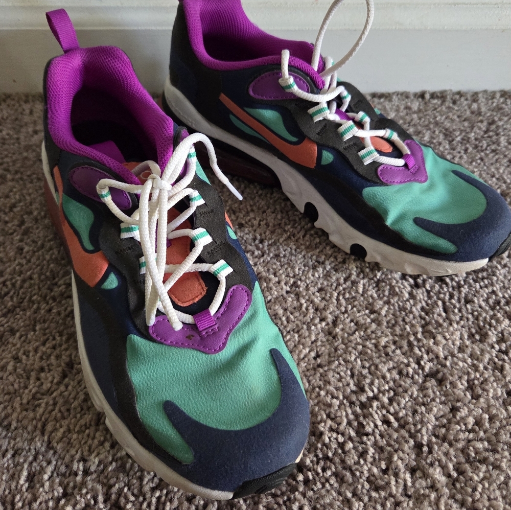 Nike Air Max 270 React Shoes Youth 6y Womens 7.5 Sneakers Running Colorful
